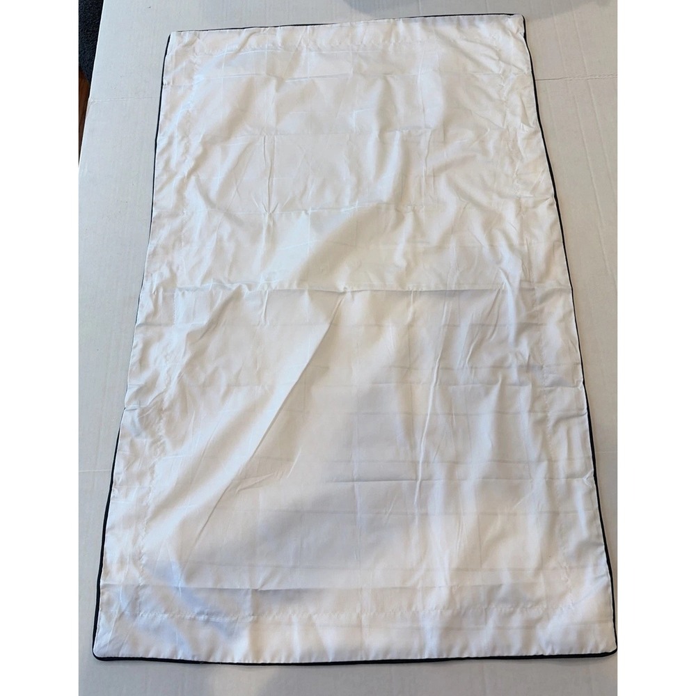 Ralph Lauren King Sham White Windowpane Check Black Piping Cotton Sateen Bedding